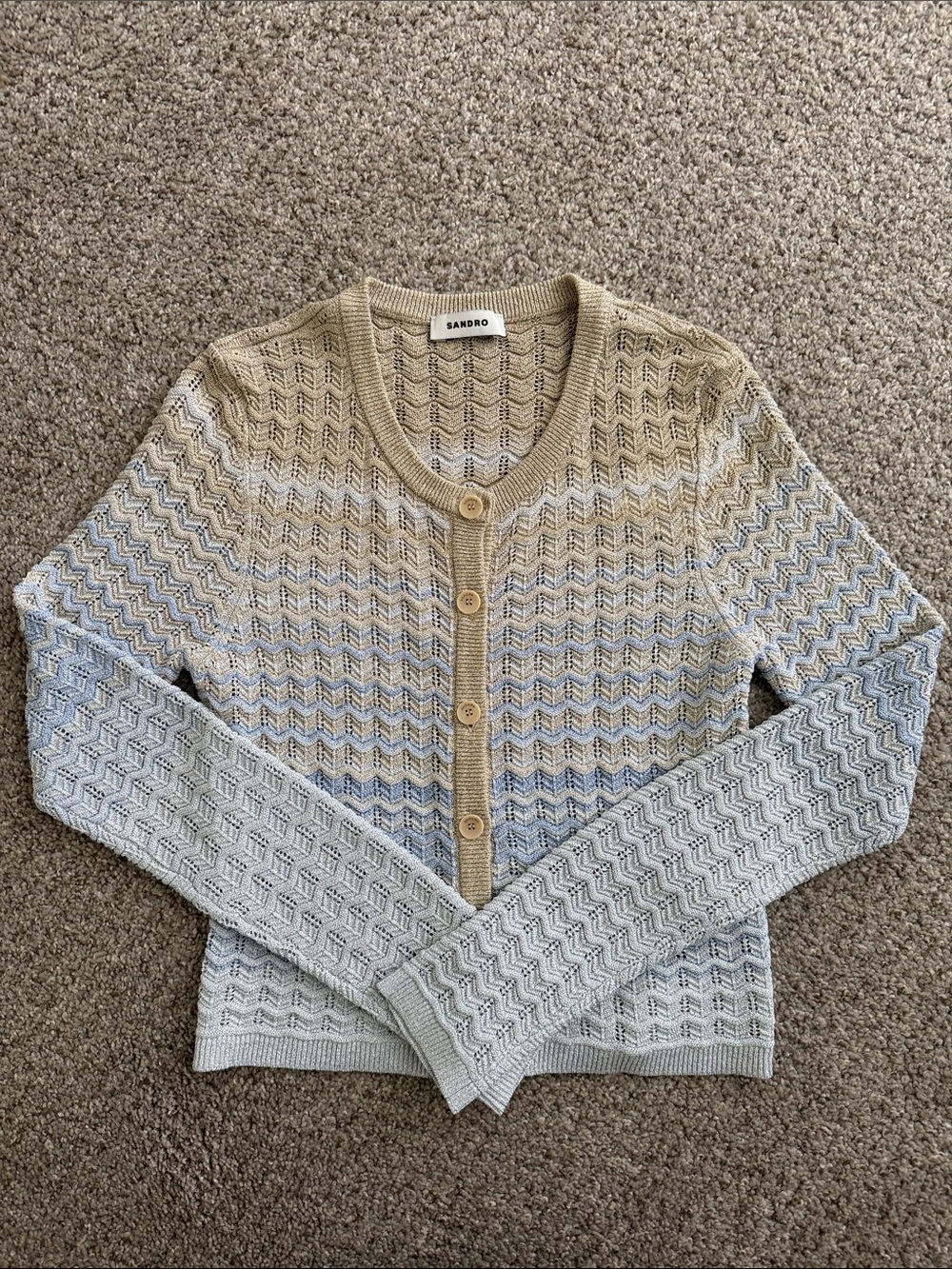 NWT Sandro Open-Knit Button Cardigan Sweater - Picture 2 of 8